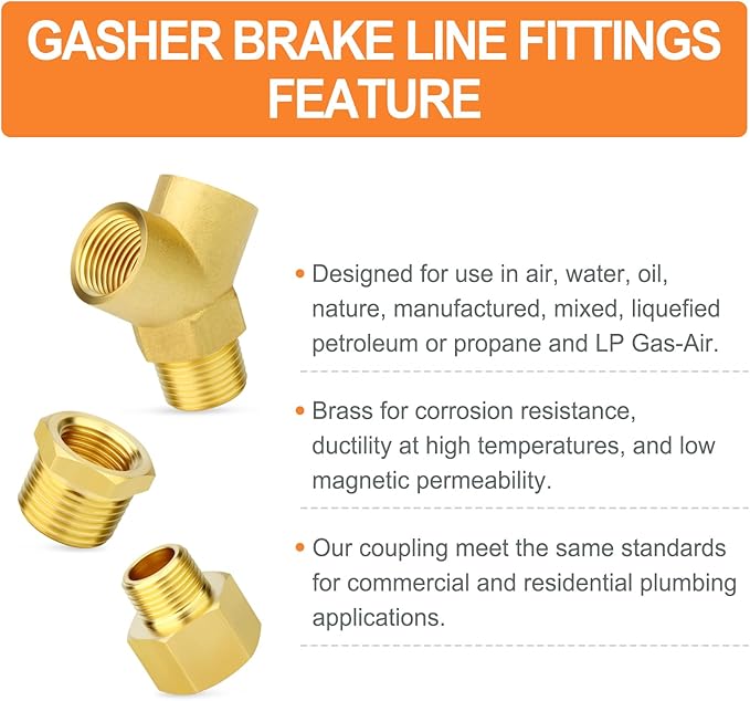 GASHER 5PCS Brass Pipe Fitting Male Branch Tee Y Adapter 1/2" NPT Female x 1/2" NPT Female x 1/2" NPT Male