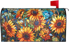 Giwawa Stained Glass Sunflower Mailbox Covers Magnetic for Fall Mailbox Cover Large Autumn Mail Box Covers Oversized 25.5 x 21 Thanksgiving Decorations Outdoor Welcome Mailbox Wrap