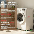 SKM Universal Washer & Dryer Pedestal for 27" & 28" Machines | Heavy-Duty Steel, 700LB Capacity | 15.7" Height, Anti-Slip & Shock-Absorbing, White