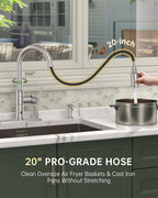 Touchless Kitchen Sink Faucet with Soap Dispenser Brushed Nickel, DAYONE Smart Motion Sensor Hands Free Faucet Kitchen with 3-Function Sprayer for Single/ 3-Hole Sink, DAY136TL-BN