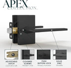 Mega Handles Apex Privacy Door Handle - 1 Pack Reversible Interior Black Door Handle, Heavy Duty Bed & Bath Door Handles with Privacy Door Lock, Fits All Standard Doors - Matte Black