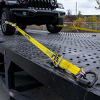 VULCAN Complete Axle Strap Tie Down Kit with Wire Hook Ratchet Straps - Classic Yellow - Includes (4) 22 Inch and (4) 36 Inch Axle Straps, and (4) 15' Wire J Hook Ratchet Straps