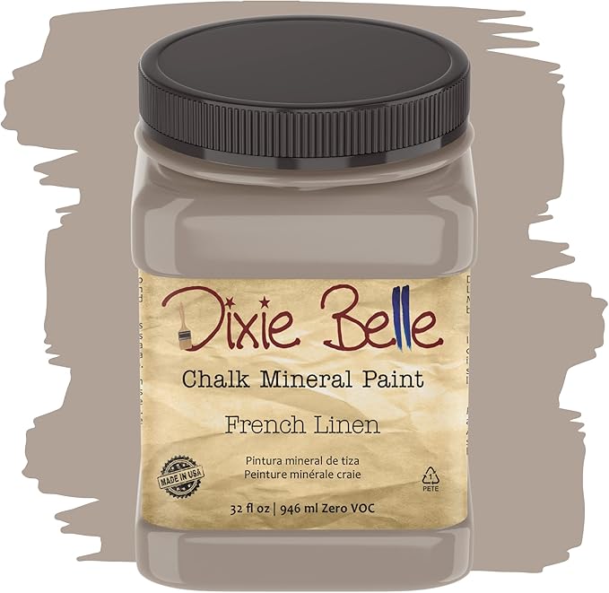 Dixie Belle Paint Company Chalk Finish Furniture Paint - French Linen (32oz) - Matte Light Taupe Chic Chalk Mineral DIY Furniture Paint