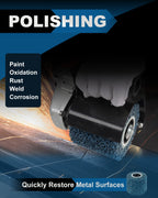 4.5" x 4" Abrasive Drawing Wheel Surface Conditioning Tool, 4 Pcs Wire Wheel Burnishing Tool for Metal Polishing, Rust, Oxidation - 3/4" Quad Keyway for Hand held Polishing Machine(Blue)