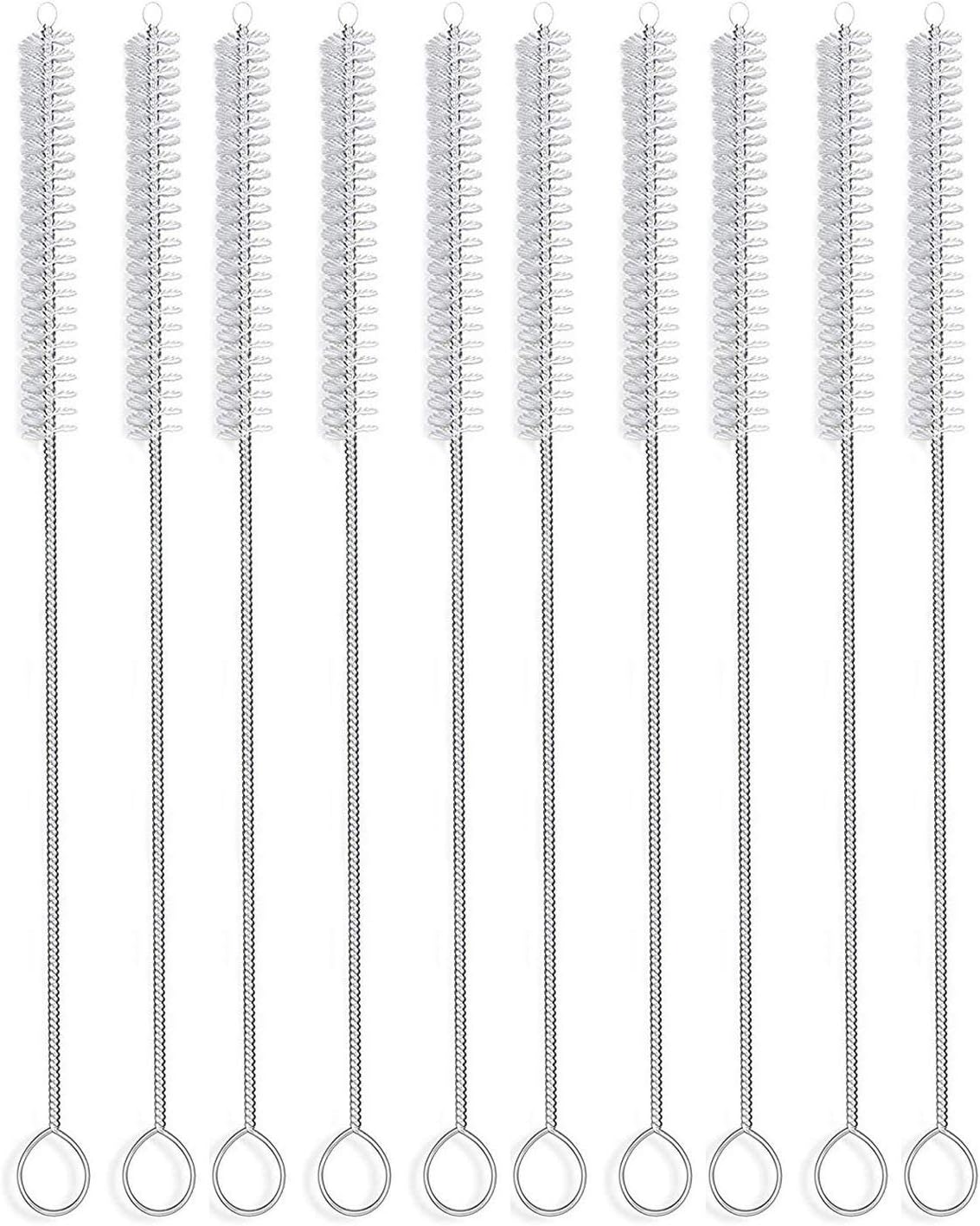 Long Straw Brush, Nylon Pipe Tube Cleaner 10-ihch X 2/5-inch Set of 10