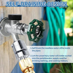 Boltigen Lead-Free Brass Self-Draining Vacuum Breaker 3/4'' GHT Female x 3/4'' GHT Male Hose Bib Anti Siphon Valve Backflow Preventer Adapter, for Outdoor Garden Faucet Spigot Repair Replacement