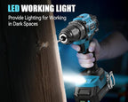 Tilswall 20V Cordless Drill, Power Drill with 65N.m High Torque, 18+1 Torque Settings, 1/2-Inch Keyless Chuck, Two Variable Speed, Battery and Charger, with LED for Craftsmen DIY