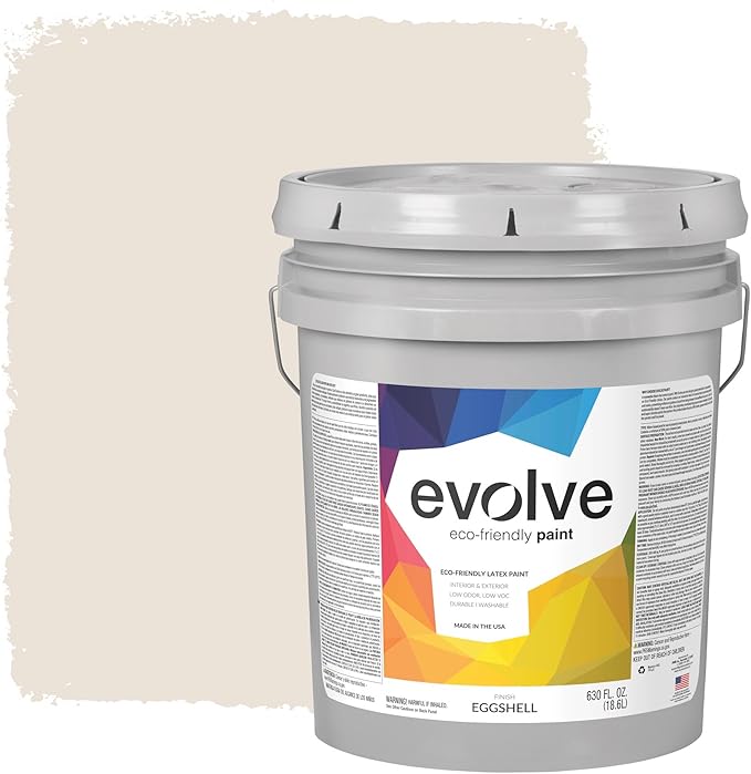 EVOLVE Paint & Primer: Environment-friendly, Low Sheen with One-coat Coverage for Interior & Exterior surfaces (Coconut Cream, 5-Gallon)