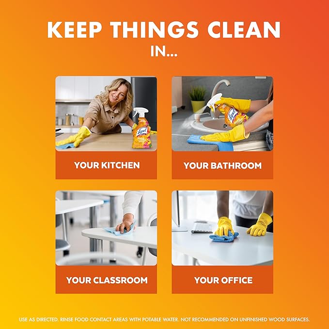Lysol All Purpose Cleaner Spray, Multi-Purpose Disinfecting Spray, Kitchen & Bathroom Cleaner, Mango & Hibiscus Scent, 32 Fl Oz