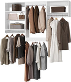 Modular Closet, 84" Wide Organizer with Hanging Shelves, Wooden Tower for Walk-in Closets, White Wall Mounted Wardrobe Organizer