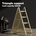 HillhutApex 4 Step Stool, Aluminum Foldable Step Ladder, Lightweight Stable Stool with Wide Non-Slip Pedals, 330lbs Bearing Capacity Ladder for Office,Home,Kitchen - Gold