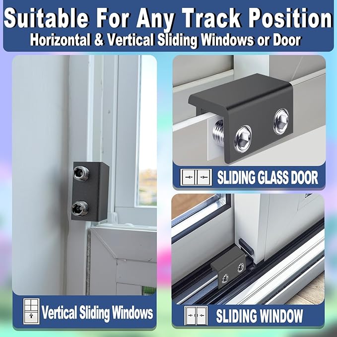 Window Locks,(10 Sets) Sliding Window Locks with Key,Window Locks Security for Up and Down Windows,Adjustable Aluminum Window Stopper,Easv to Install Vertical Window AC Unit Security Lock (Gray)