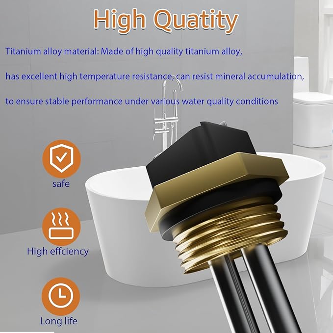 2 Pack Titanium HE 55220 Water Heating Element,for EcoSmart ECO POU6 ECO8 ECO11 Rheem, Eemax, Richmond element for water heater,Electric Tankless Water Heater Element Replacemen,5.5kW 220V or 6kW 240V