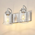 zeyu 12.5 Inch Modern Bathroom Vanity Light Fixtures, 2-Light Wall Mirror Light for Bathroom, Brushed Nickel Wall Sconces with Clear Glass Shade, ZSL72B-2W BN