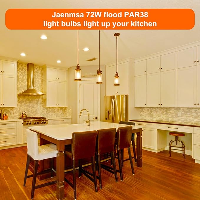 72W Halogen PAR38 Floodlight Bulbs 4 Pack for Indoor Outdoor Flood Light Par38 Halogen Bulbs 72 Watt 120V, Warm White 2800K, 3420 Lumens, E26 Base Bulbs for Reptile Heat Lamp Bulbs