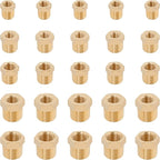 KOOTANS 25PCS Brass Hex Bushing Kit Brass Fittings Assortment 1/4" to 1/8", 3/8" to 1/8", 3/8" to 1/4", 1/2" to 1/4", 1/2" to 3/8" NPT Reducer Pipe Fittings Adapter Fitting