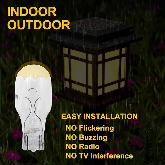 12-Pack 12 Volt 7 Watt Low Voltage T5 Landscape Light Bulbs for Malibu Lights Landscape, Appliance, RV, Outdoor,Lamp -2800K Warm White,CRI 85 (Clear)