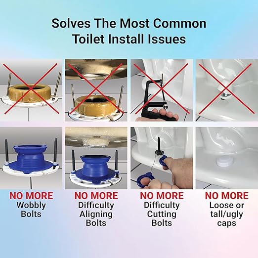 One N Done Toilet Flange Repair Kit – Complete Toilet Wax Ring Replacement Kit – Durable Waxless Toilet Ring – Includes Toilet Flange Bolts, Toilet Bowl Caps, and Toilet Flange Extension Kit (1 Pack)
