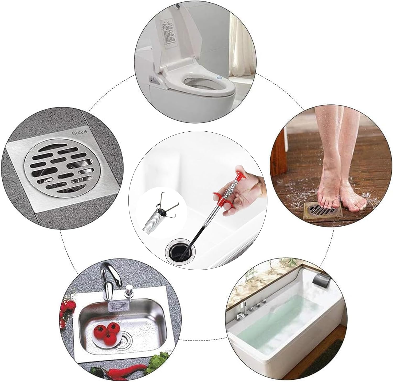 Drain Snake Hair Drain Clog Remover 33 Inch Flexible Grabber Claw Pick Up Reacher Tool - Gutter Cleaning Tools for Home Sink, Bathroom Tub,Drain, Toilet, Tight Spaces