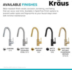 KRAUS Oletto Single Handle Pull Down Kitchen Faucet with QuickDock Top Mount Installation Assembly in Spot Free Antique Champagne Bronze, KPF-2620SFACB