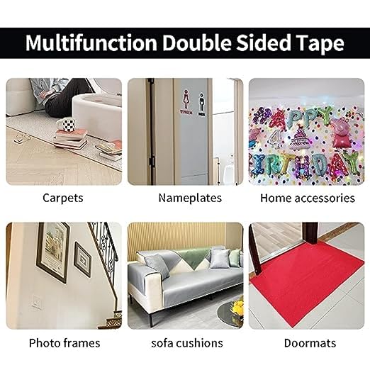 Heavy Duty Double Sided Tape, 2inx66FT/50mmx20m, White,Clear Mesh, Extra Strong Adhesive for Carpets, Picture Hanging, DIY Projects - Hand Tearable