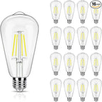 16 Pack LED Edison Bulbs 40W Equivalent, 4 Watt LED Filament Bulb, 5000K Daylight ST19 Light Bulb, 450LM E26 Vintage Bulbs for Ceiling Light Fixtures, Non-dim