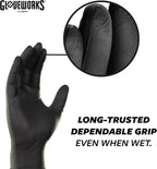 GLOVEWORKS Black Nitrile Gloves Disposable Latex Free, 5 Mil Industrial, For Mechanic, Cleaning, Cooking, Kitchen, Food Grade