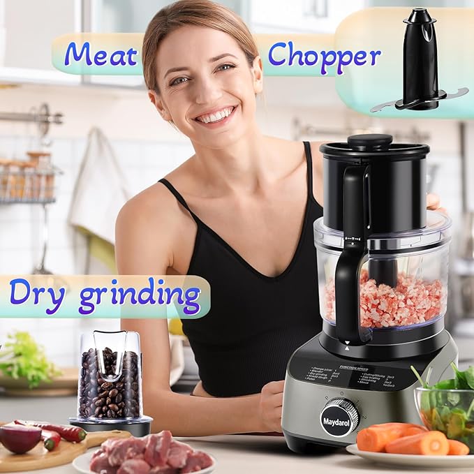 14 Cup Blender and Food Processor Combo for kitchen, large food processor for Chopping,Blending, Mixing,Mincing, Slicing, Shredding,Mincing, Purees & Dough Easy to Operate and Clean for Home Use,600W
