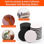 Ezprotekt 3.5" Felt Furniture Movers Sliders for Hardwood & Vinyl Floors, 16 Pcs Round Reusable Felt Furniture Moving Pads for Heavy Duty Sofa Bed Couch Cabinet, Move Items and Quickly (Black)