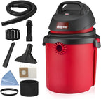 Shop-Vac 5890489 4 Gallon 4.0 Peak HP Wet/Dry Vacuum, 1.25 Inch Diameter x 4 Foot Hose, 6 Foot Cord, Ideal for Jobsite, Garage & Workshop
