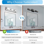 LED Vanity Lights 20in Bathroom Lights Fixtures over Mirror 3 Light LED Lighting Fixture for Bathroom 18W Mirror Lighting Fixture Modern Bath Light Bar Chrome Bath Lamps 6000K Vanity Wall Scone