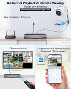 (4K HD & 130° Ultra Wide-Angle) 2-Way Audio 8MP Wired Dome PoE IP Cameras for Home Security Outdoor Camera System, 4Pcs Dome Cameras/4Pcs Bullet Camera, Smart PIR Detection