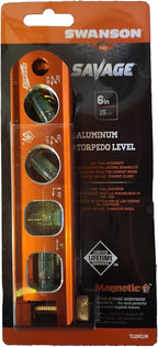 Swanson Tool Co TL041M 6 Inch Savage Magnetic Billet Torpedo Level with Brass Pipe Clamp, 6 Inches and 15 Centimeters Orange