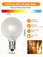 G40 LED Frosted Light Bulbs Replacement, 0.6W Shatterproof Globe Led String Light Bulbs, Replacement Bulbs for Indoor Outdoor String Lights, 25Pack, Warm White