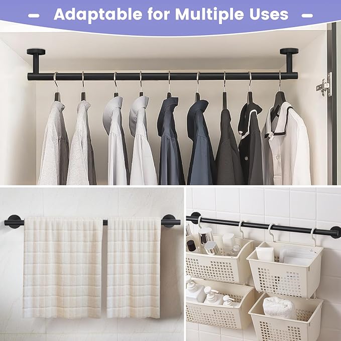 YACVCL Bathroom Hardware Set 4 Pieces Towel Bar Set Matte Black Bathroom Accessories Set SUS304 Stainless Steel Towel Holder Set,Wall-Mounted