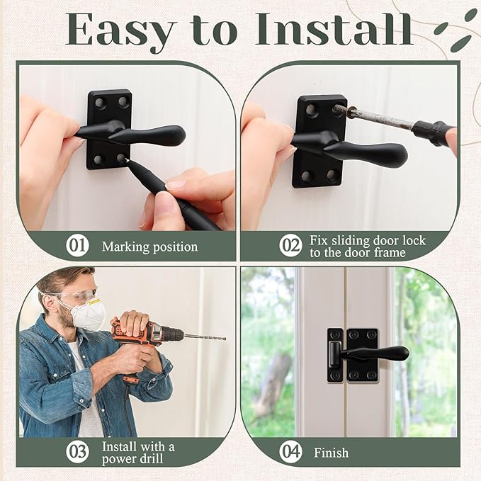 Hicarer 4 Pack Casement Window Lock 1-7/8 Inch Zinc Alloy Window Sash Lock Latch Replacement for Home Casement Windows (Matte Black)