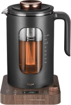 Electric Tea Kettle, INTASTING Glass Electric Kettle with tea Infuser and Precise knob temperature control, 1200W Fast Heating, BPA-Free, Easy to Clean, for Tea and coffee, 1 Liter (Wood)