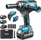 Seesii [2025 Upgraded] Impact Wrench 885Ft-lbs (1200N·m): 1/2" Cordless Impact Gun with Detachable Handle, 21V High Torque Power Impact Driver 2x 4.0Ah Batteries for Family Car/Pickup Truck/Mower