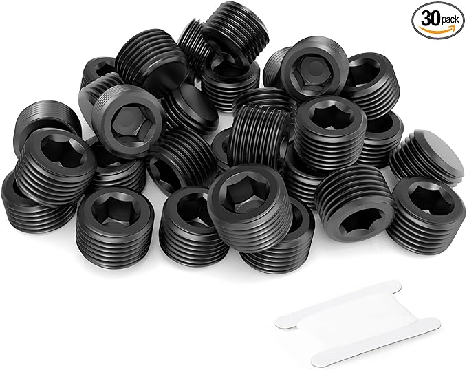 GASHER 30Pcs 1/2" NPT Carbon Steel Pipe Plug Fitting Internal Hex Thread Socket Pipe Plug