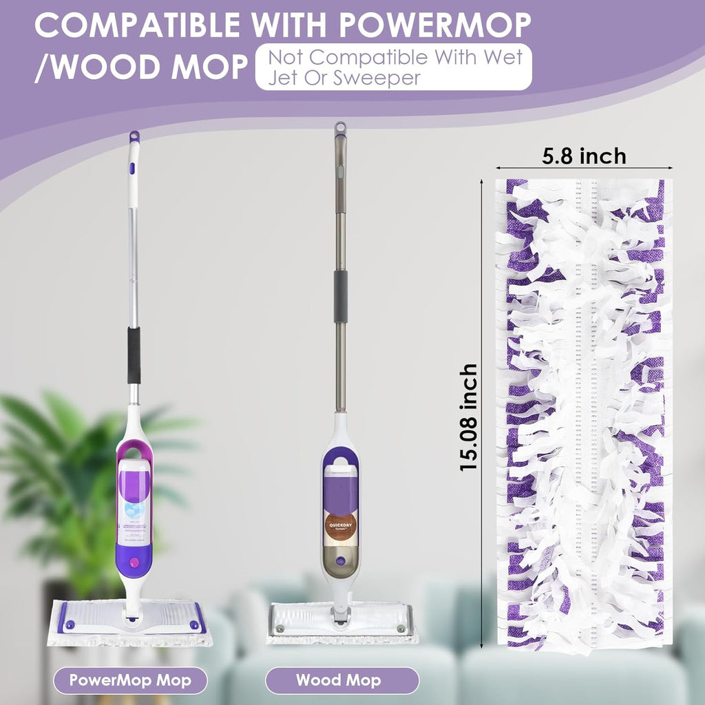 30 Pack Disposable Power Mop Refill Pads Compatible with Swiffer Power Mop, Replacement Mopping Pads for Swiffer Multi-Surface & Wood Powermop Refills, Wet Pads Refill for Floor Cleaning,Unscented