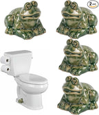Toilet Bolt Caps, Toilet Screw Cover Caps Frog Ceramic Toilet Bolt Caps, Toilet Bowl Cover Bathroom Decor for Easy Installation(Green frog 4pcs)