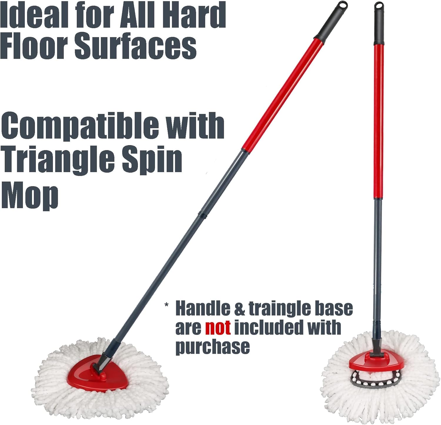 Mop Replace Head [ 3 Pack ] Mop Refills Compatible with Triangle Spin Mop, Made of Microfiber, Deep Cleaning Machine Washable and Easy-to-Replace