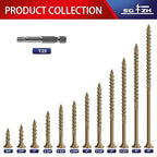 #8 x 1-1/4" Deck Screws (175Pcs) 1lb. Carbon Steel, Yellow, Flat Head, Rust Resistant epoxy Coated, with T25 Star Bit
