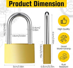4 Pcs Solid Brass Keyed Padlock, Small Yellow Gym Lock, Strong Padlock with Same Key for Luggage Toolbox (30mm 1-3/16'')
