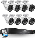ZOSI 16CH 4K PoE Security Camera System,8pcs 8MP Outdoor Indoor Cameras,Person Vehicle Detection,People Counting,One-Way Audio,100ft Night Vision,16Port 32-Channel NVR with 4TB HDD for 24/7 Recording