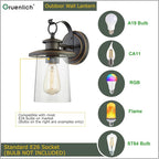 GRUENLICH Outdoor Wall Lantern, Wall Sconce as Porch Lighting Fixture, E26 Medium Base, Metal Housing Plus Clear Glass, Oil Rubbed Bronze Finish, Bulb Not Included, 1-Pack
