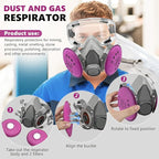 Respirator Mask with Filters, Reusable Half Face Respirator Mask for Asbestos, Resin, Fume, Dust, Welding, Painting