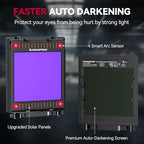 ARCCAPTAIN 3.94"X3.66" Welding Helmet Auto Darkening, 1/1/1/1 Top Optical Clarity Large Viewing Screen Solar Power Welding Hood with 4 Arc Sensor, Wide Shade 4-5/5-9/9-13 for TIG MIG ARC Welding CUT