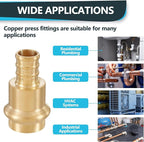 (Pack of 50) Seelink 1/2"Press x 1/2"Pex Crimp Coupling Brass Adapter, Press Fittings For Copper and Pex Pipe Connection(PEX1807344-50Pack)