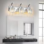 Modern Bathroom Vanity Light, 3-Light Chrome Wall Sconce with Crystal Accents, Over Mirror Bathroom Lighting Fixture, 23.62" Long Dimmable Vanity Lamp for Makeup, Easy Installation